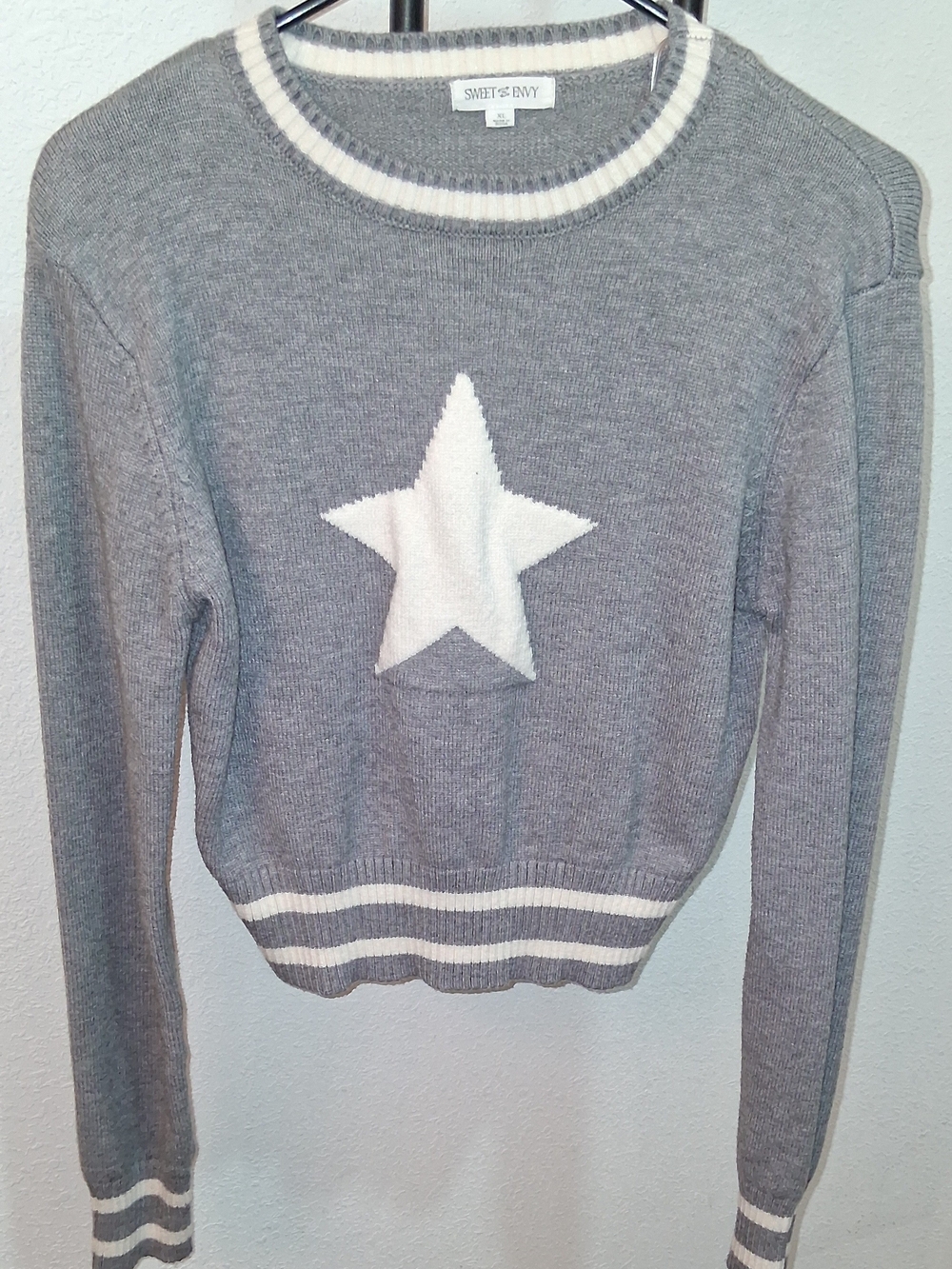 Girls Gray Star Sweater Top